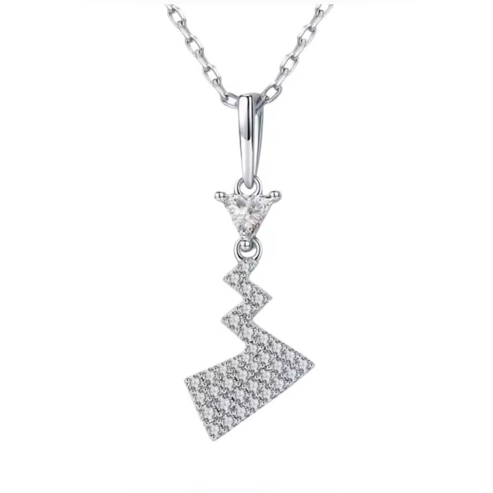 925 Sterling Silver Pokemon Pikachu Tail Pave Diamond Pendant Necklace Drip Ice